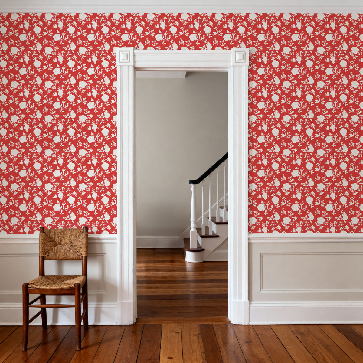 Country Flowery Red Mural Wallpaper - room preview 06