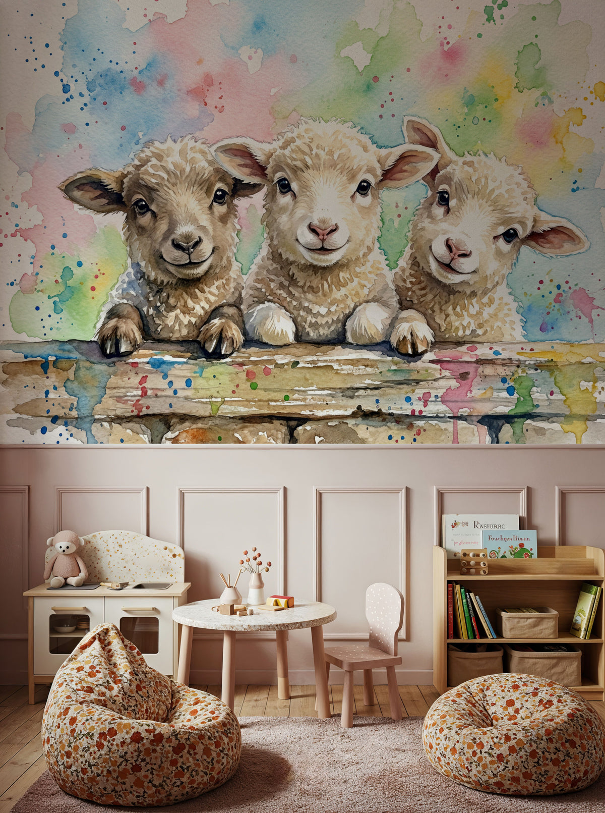 Sheep - Cute Baby Animals Series Mural Wallpaper - room preview 06