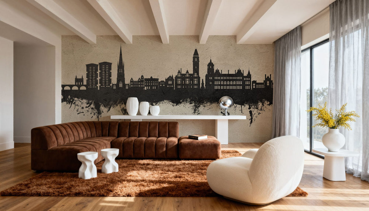 Wakefield England Skyline Concrete Mural Wallpaper - room preview 06