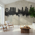Osaka Skyline Concrete Mural Wallpaper - room preview 06