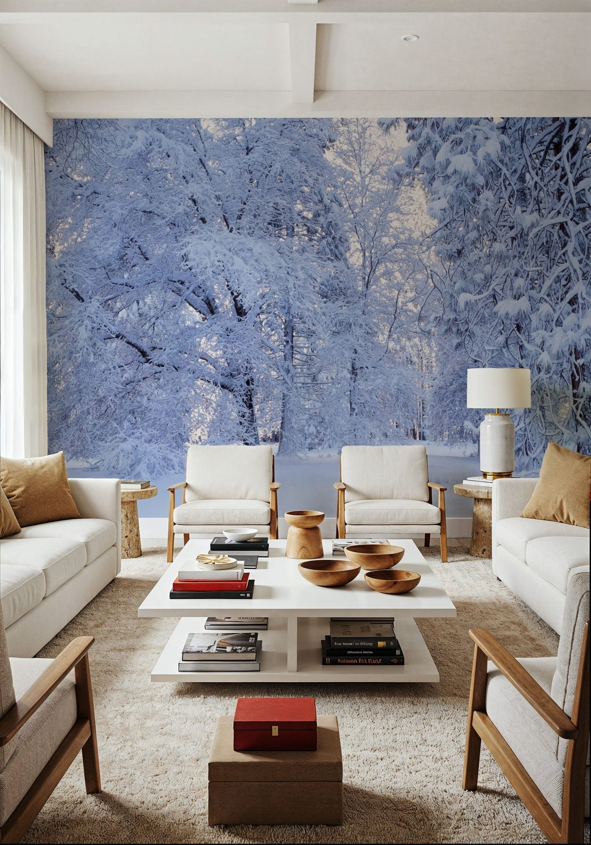 Snow-Laden Forest Mural Wallpaper - room preview 06