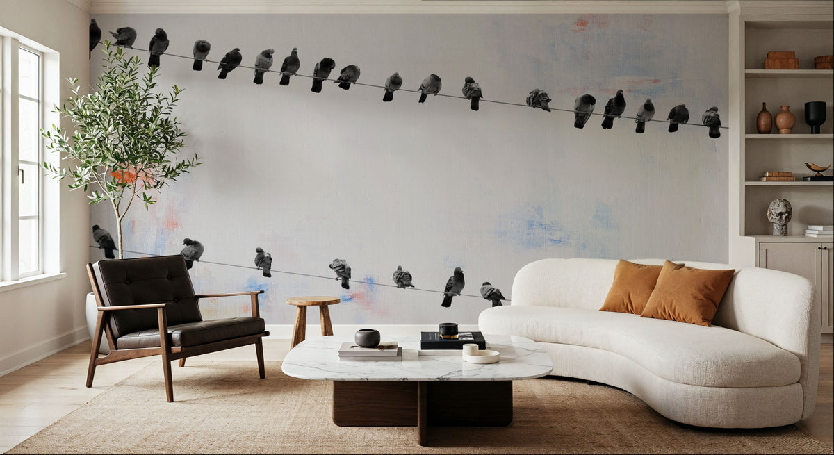Birds on a Wire Mural Wallpaper - room preview 06