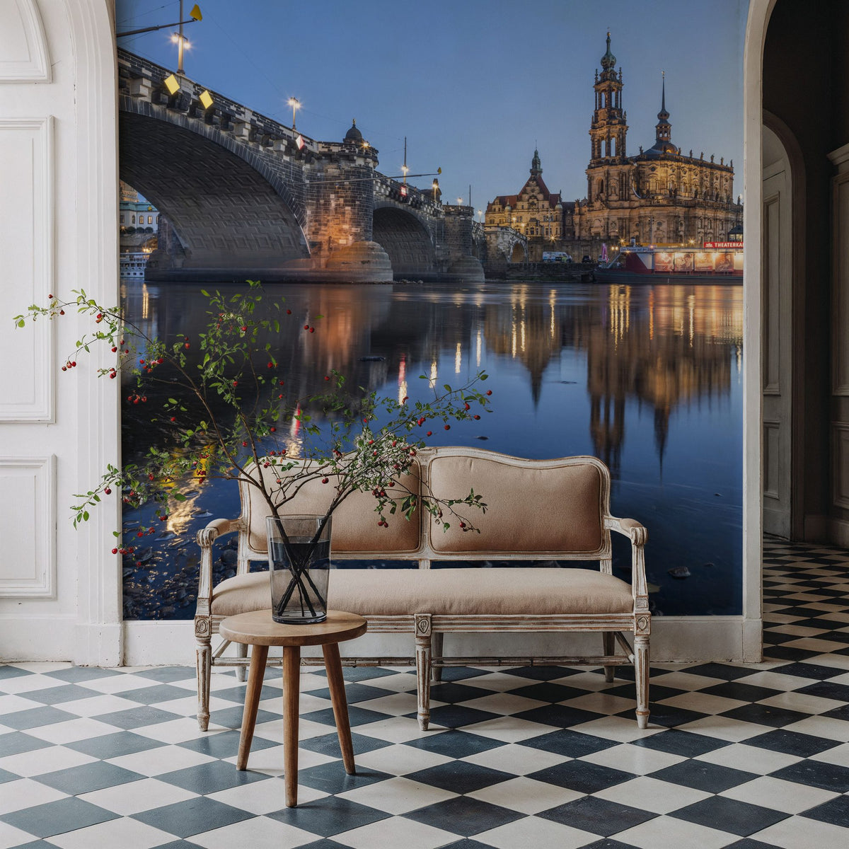 Twilight Bridge Mural Wallpaper - Blue Tone - room preview 06