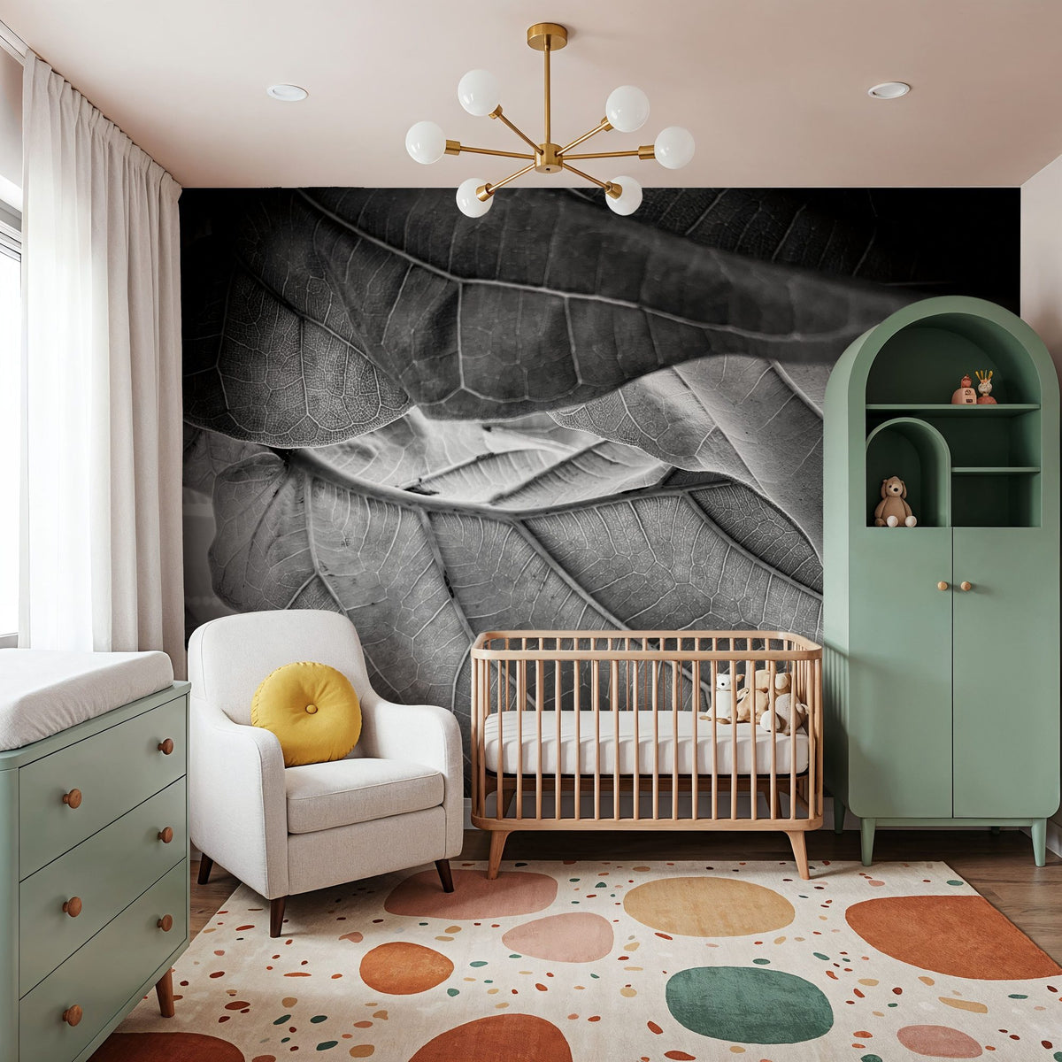 Sunlit Leaf I Mural Wallpaper - room preview 06