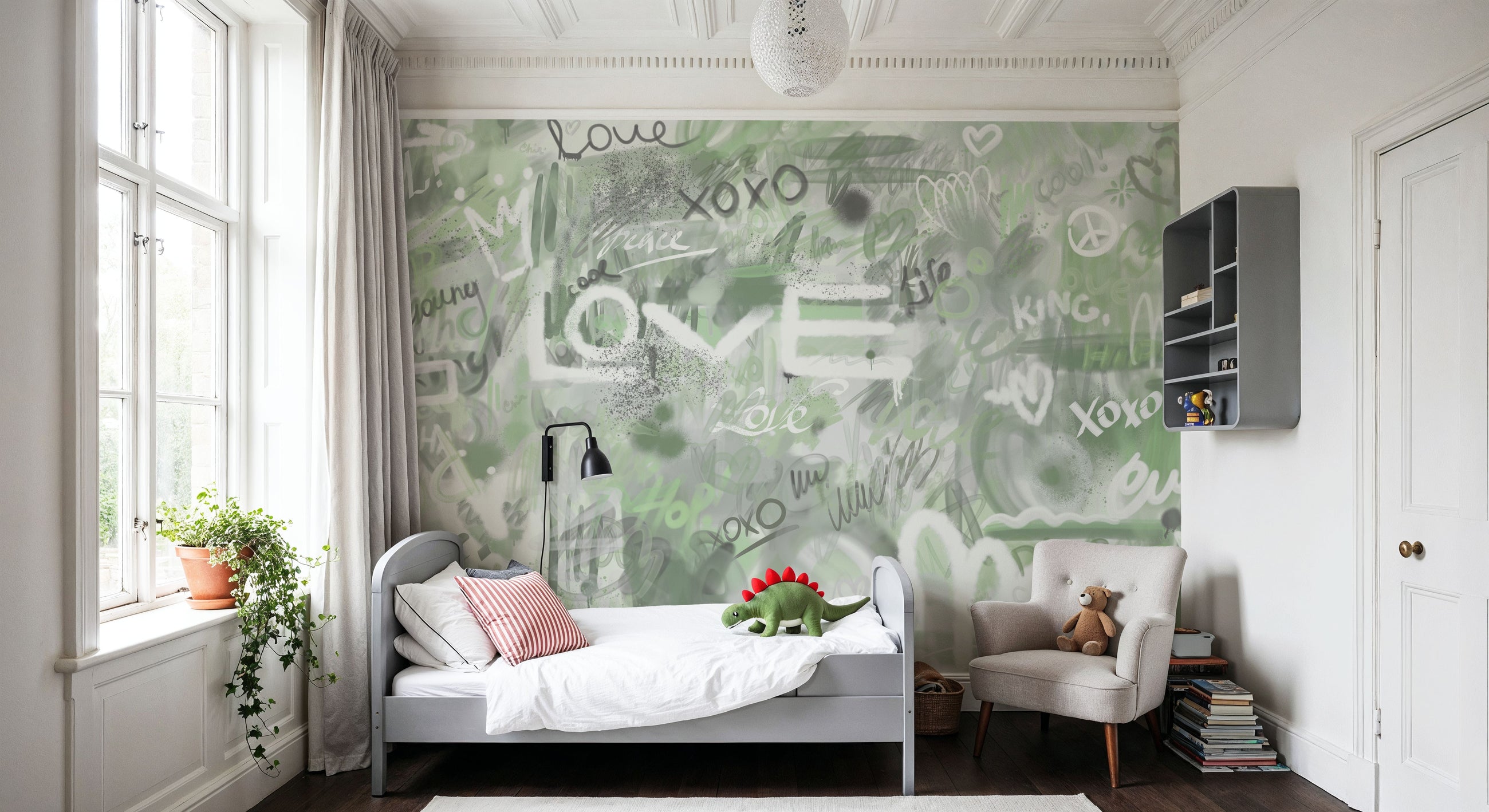 Graffiti Love, Sage Mural Wallpaper