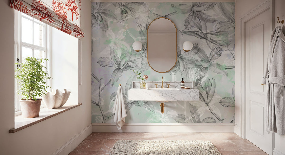 Orchids on Water Mural Wallpaper - Edition 4 - room preview 06