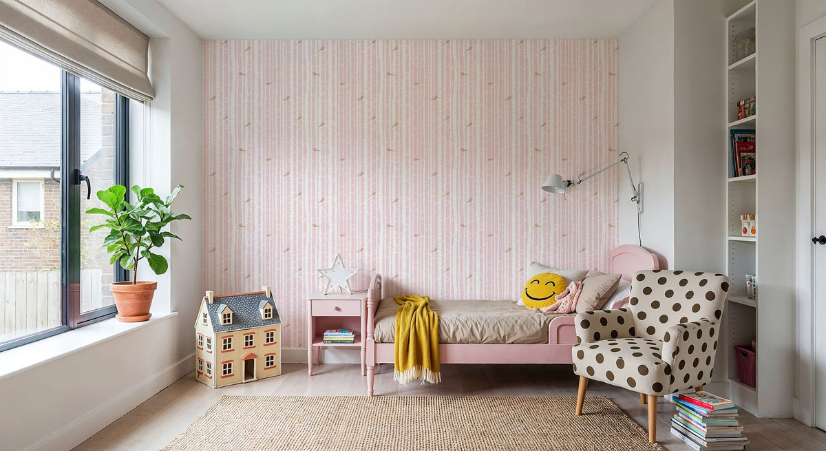 Forest View, Blush Mural Wallpaper - room preview 06