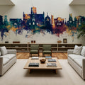 St Albans England Skyline Blue & Bronze Mural Wallpaper - room preview 06
