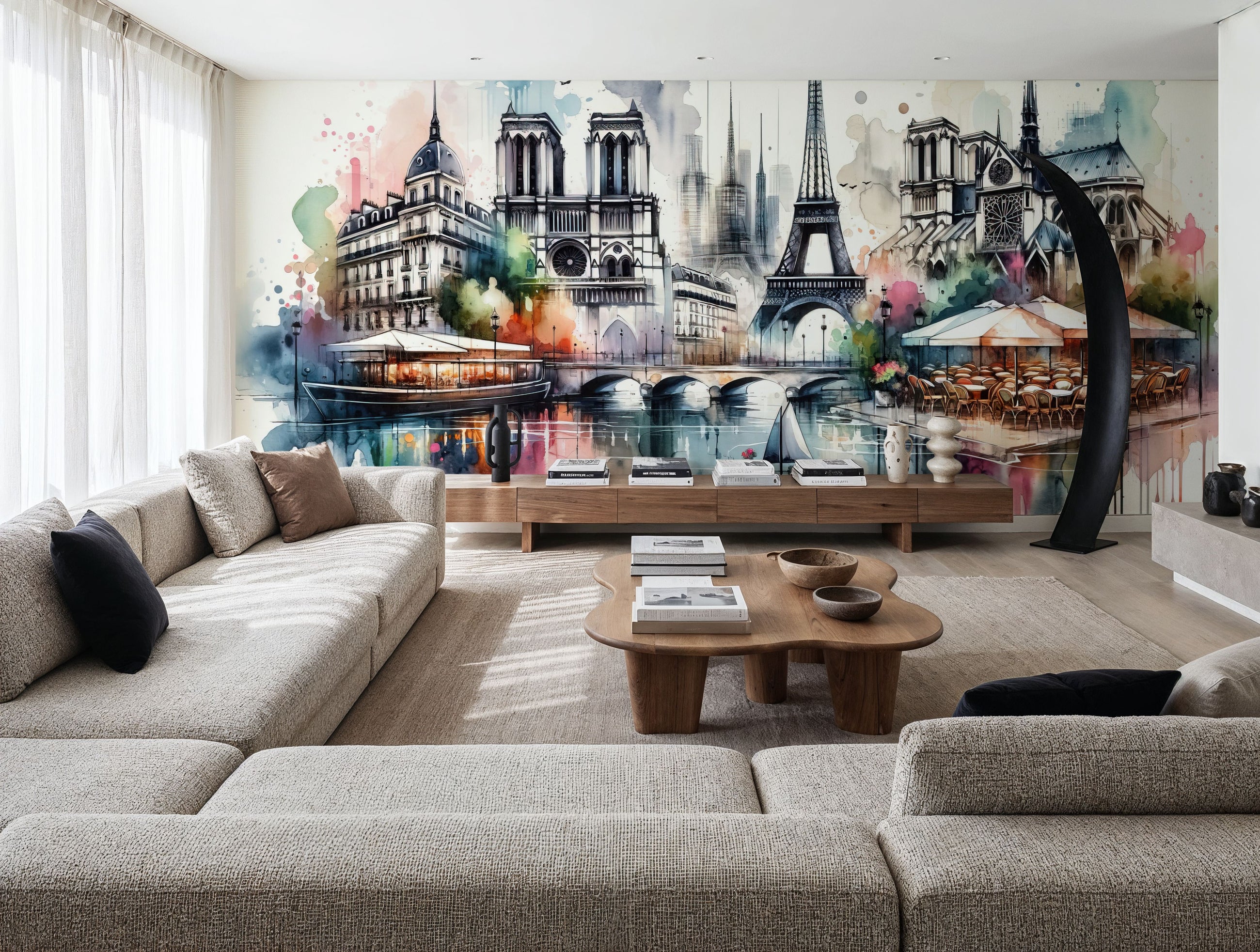 Watercolor Paris Mural Wallpaper