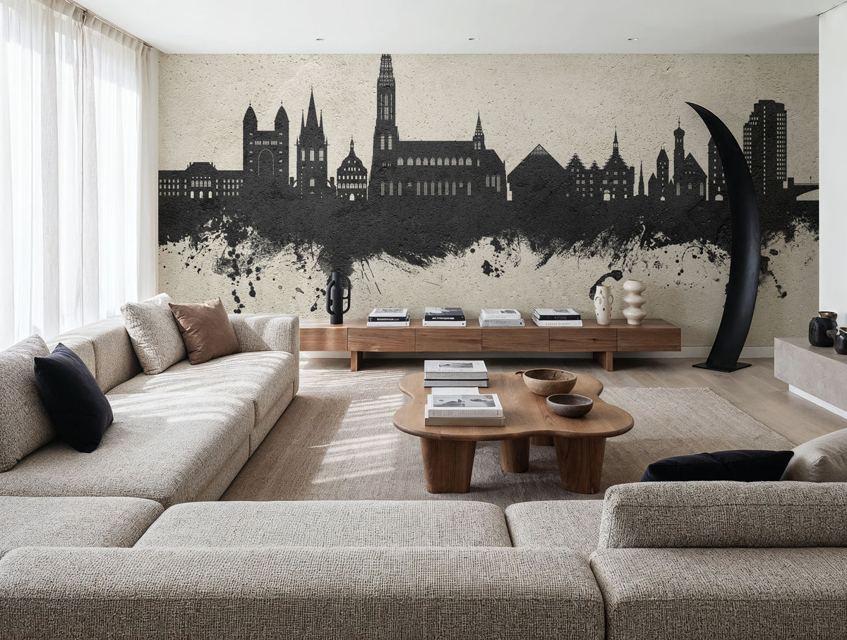 Ulm Germany Skyline Concrete Mural Wallpaper - room preview 06