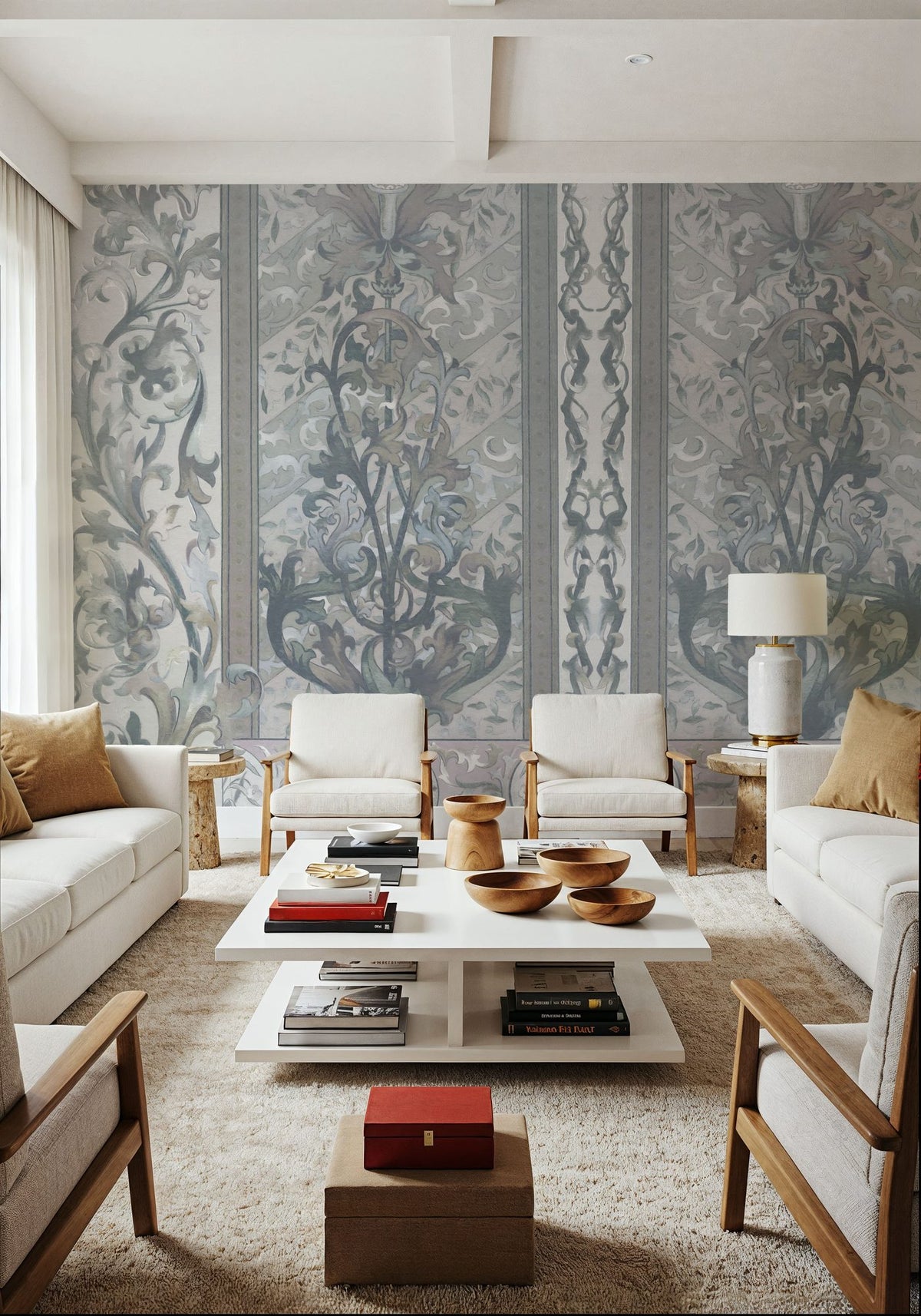 Plant Fantasy Ornament, Stone Mural Wallpaper - room preview 06