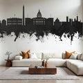 Washington DC Skyline Black & White Mural Wallpaper - room preview 06