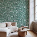Fern Cut-Outs Pattern, Fresh Evergreen Mural Wallpaper - room preview 06