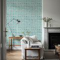 Mixed Blue Circles Inverse Mural Wallpaper - room preview 06
