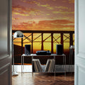 Sunset Pier Silhouette Mural Wallpaper - room preview 06
