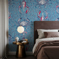 Lobster and Crab Coastal Nostalgia, Blue Mural Wallpaper - room preview 06
