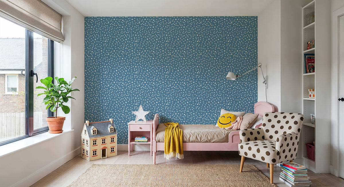 Floral Connection Denim Mural Wallpaper - room preview 06