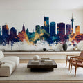 Essen Germany Skyline Blue & Bronze Mural Wallpaper - room preview 06