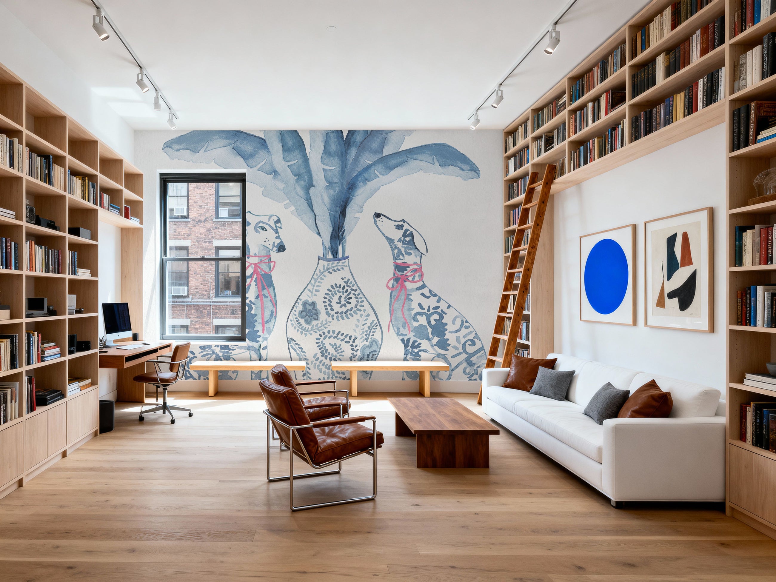 Chinoiserie Dogs I Mural Wallpaper