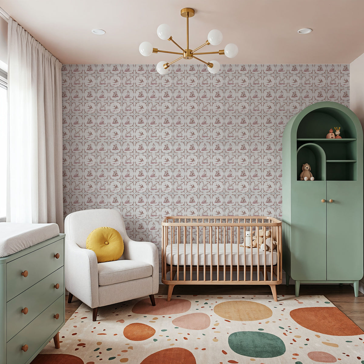 Forest Animals Telft Tiles, Sepia Mural Wallpaper - room preview 06