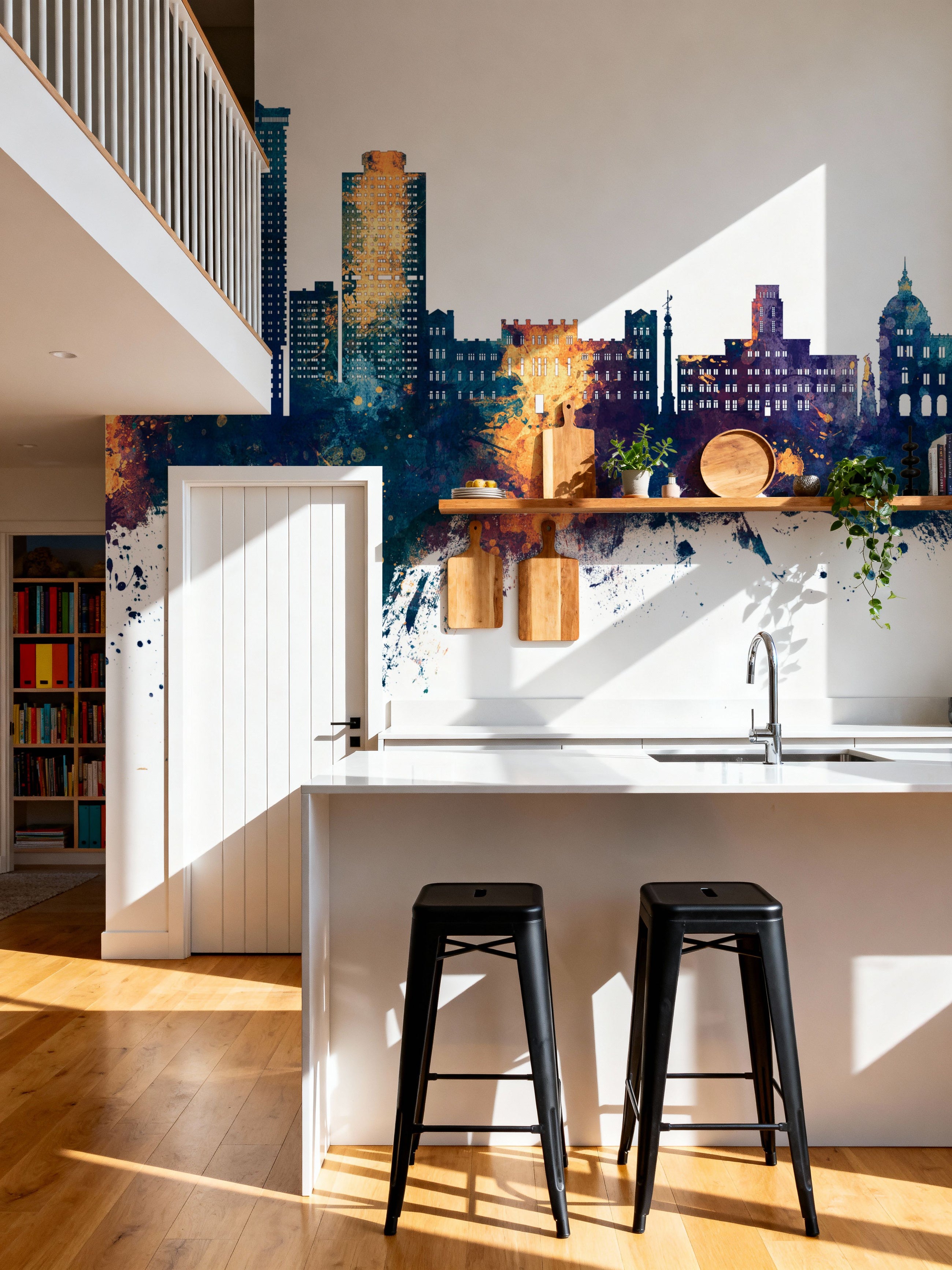 A Coruña Spain Skyline Blue & Bronze Mural Wallpaper