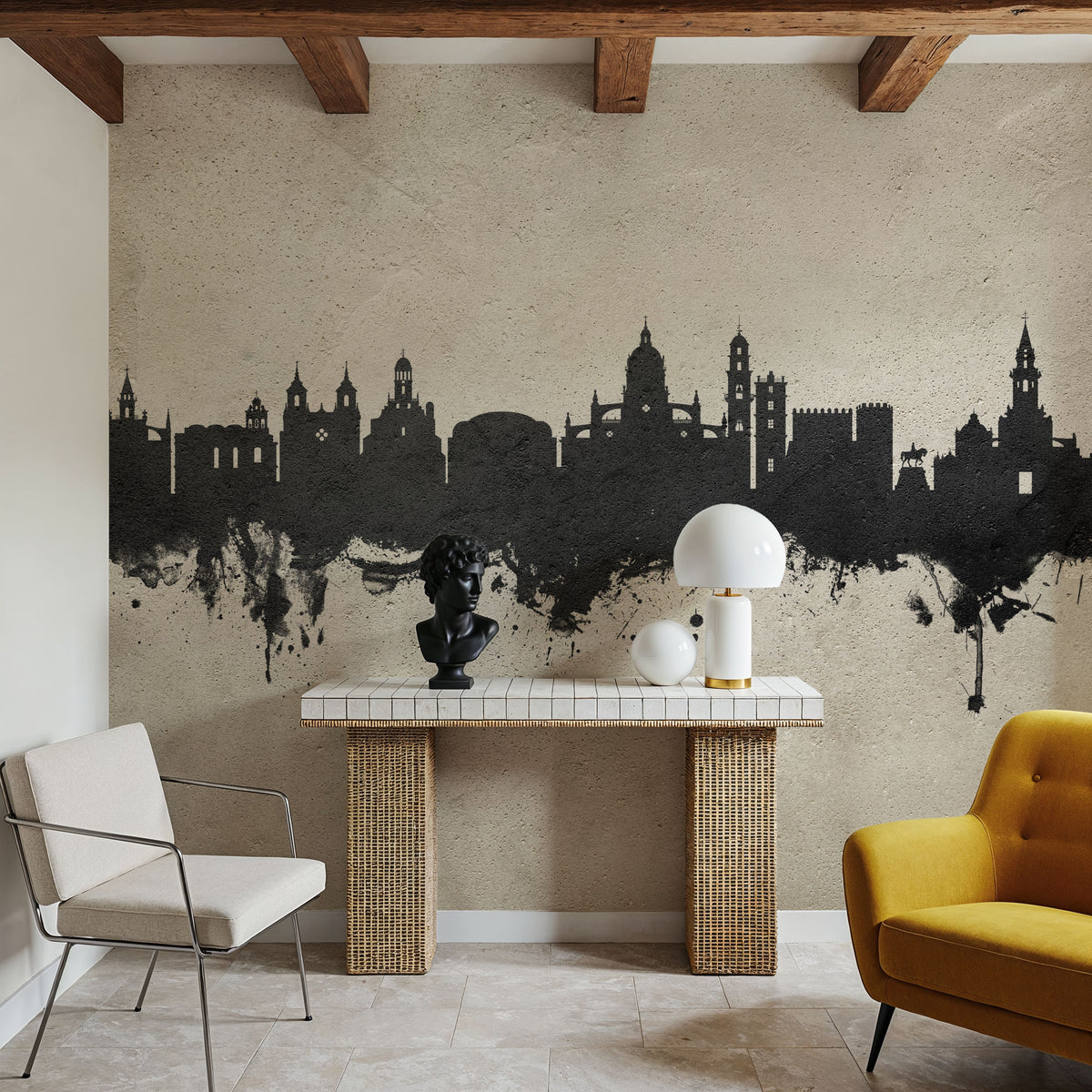 Jerez Spain Skyline Concrete Mural Wallpaper - room preview 06