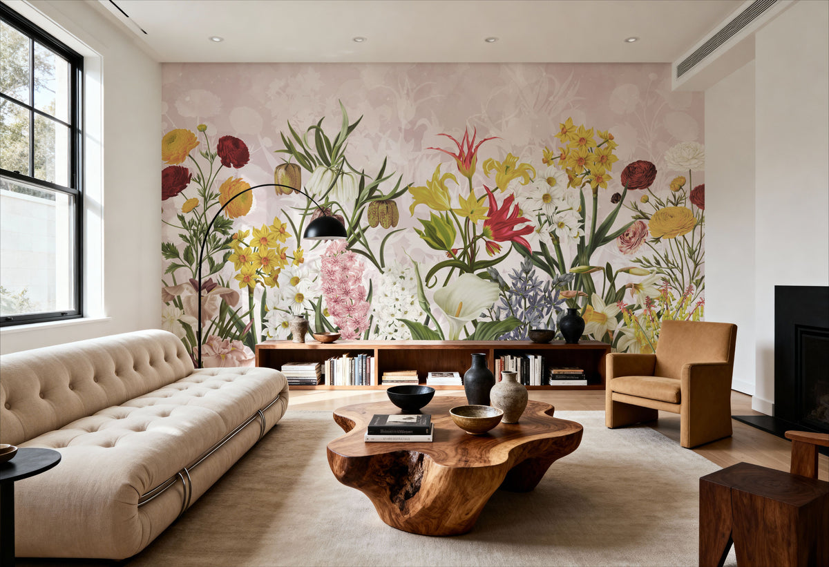 Happy Spring Flowers Mural Wallpaper - room preview 06