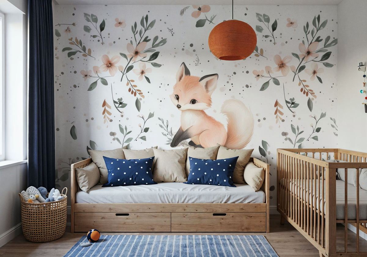 Fox Flower Mural Wallpaper - room preview 06