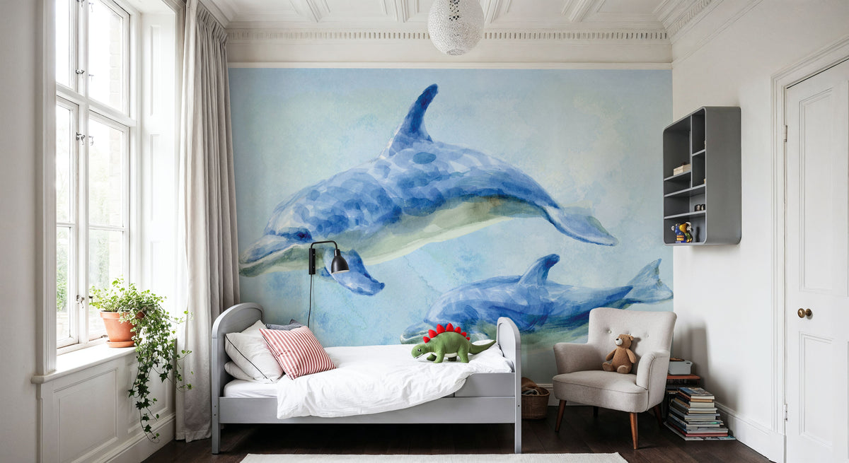 Graceful Dolphins II Mural Wallpaper - room preview 06