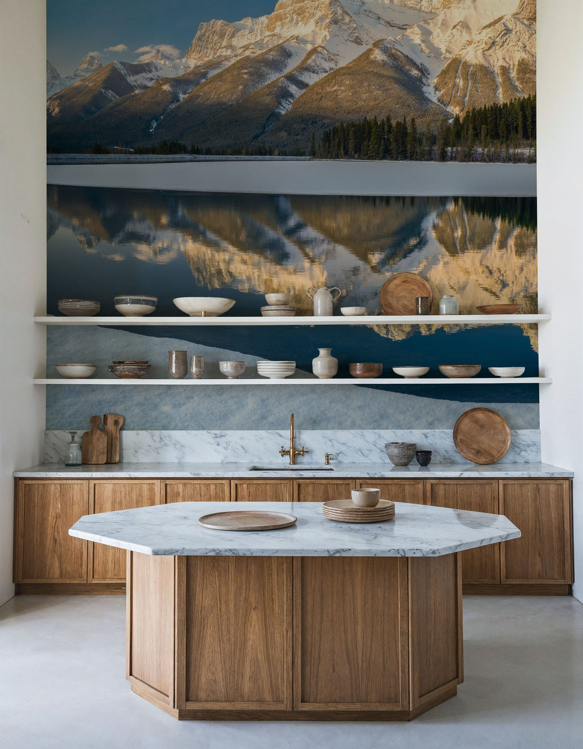 Three Sisters Mountain Winter Mural Wallpaper - room preview 06