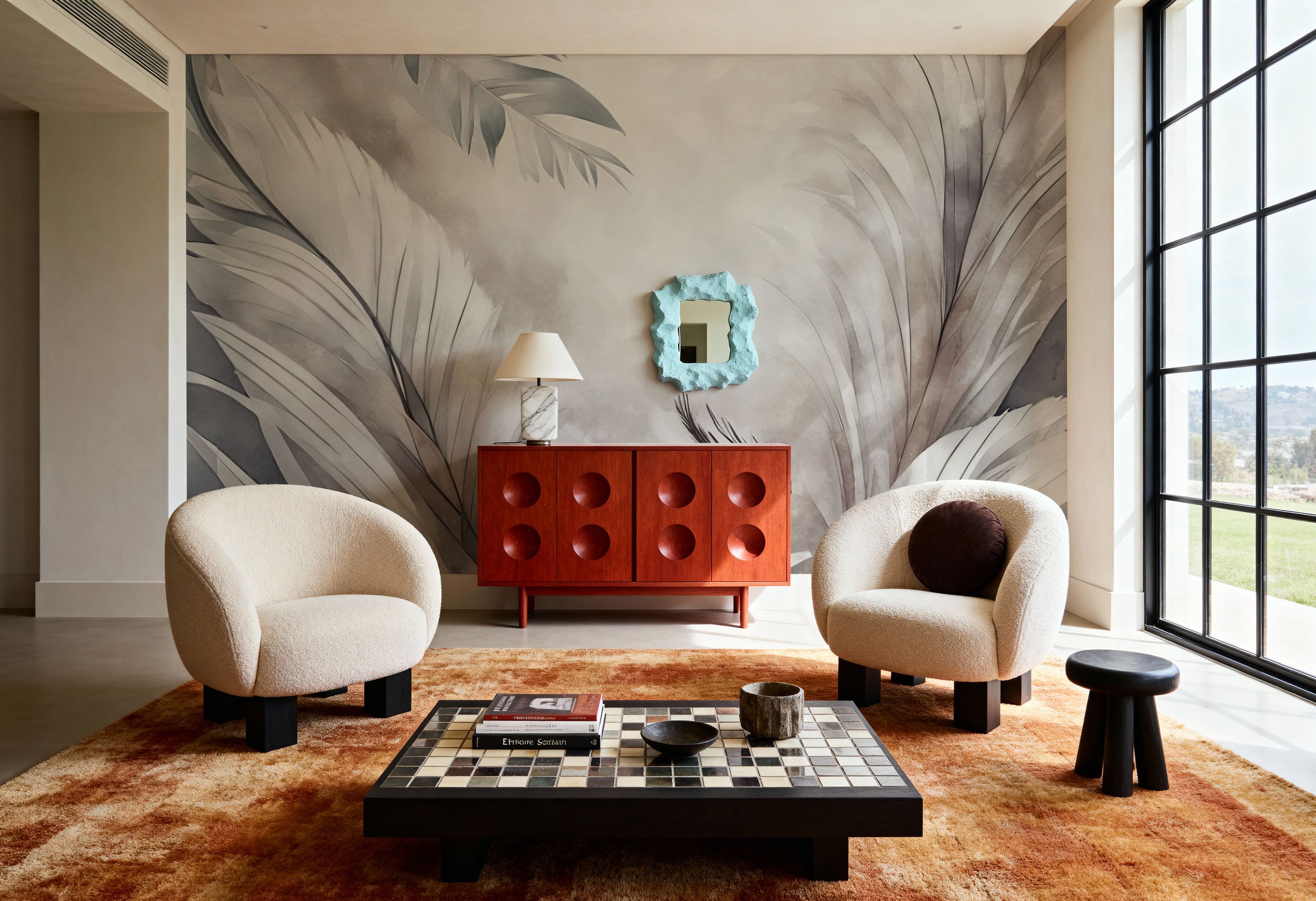 Feathers Magic Beige Mural Wallpaper