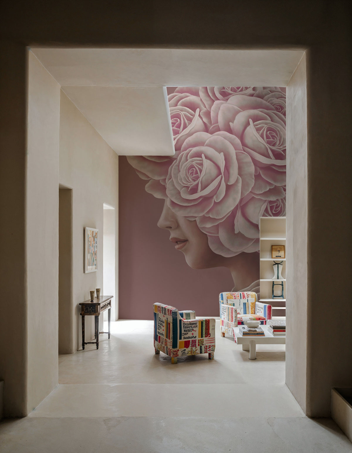 Rose Head Mural Wallpaper - room preview 06