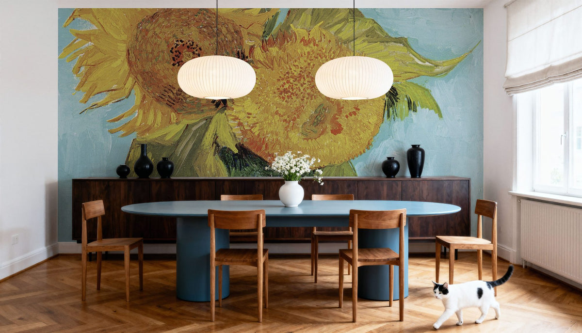 Vase with Three Sunflowers Mural Wallpaper - room preview 06