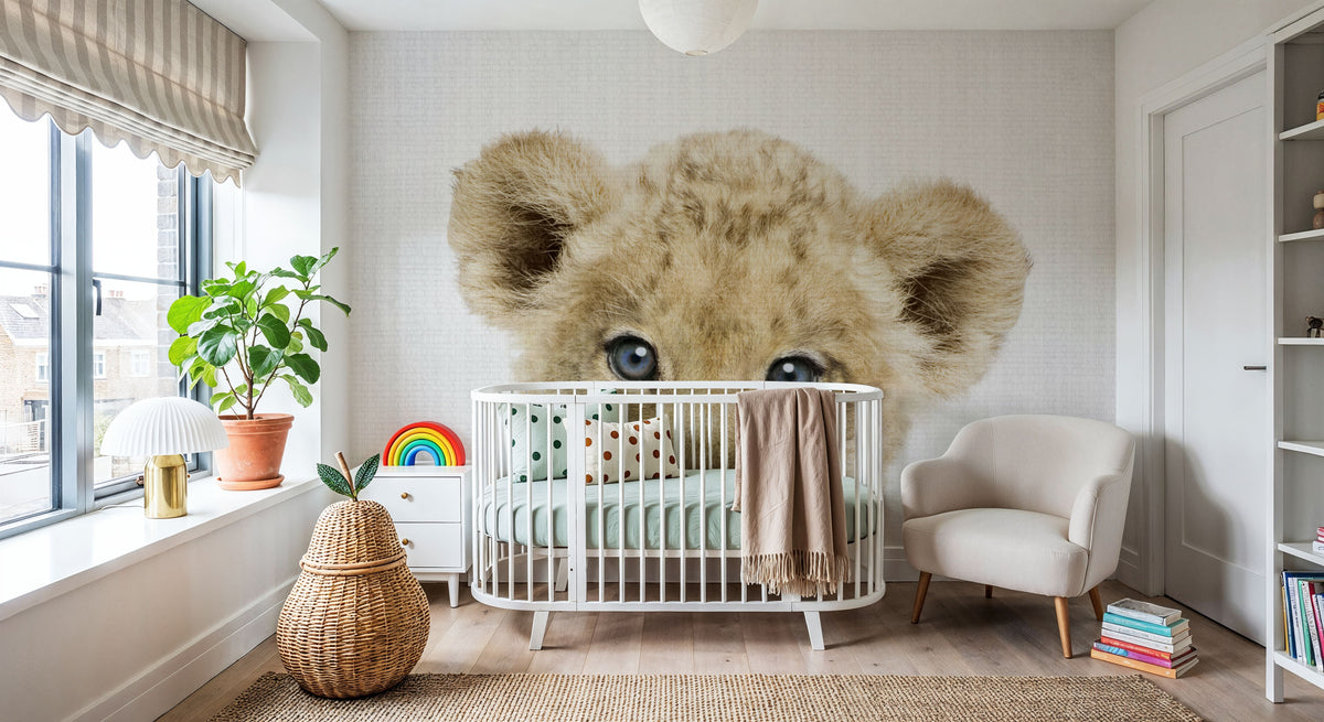 Peekaboo Baby Lion Mural Wallpaper - room preview 06