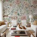Flowers and Stripes Green Mural Wallpaper - room preview 06