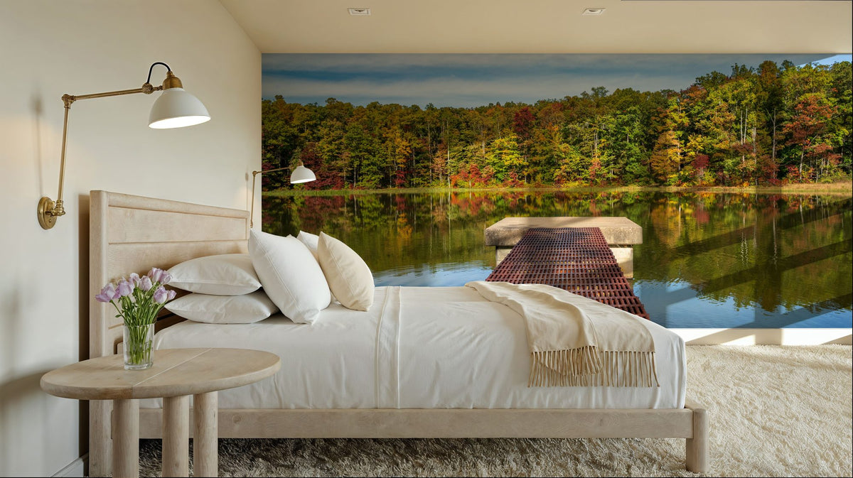 Autumn Lakewalk Mural Wallpaper - room preview 06