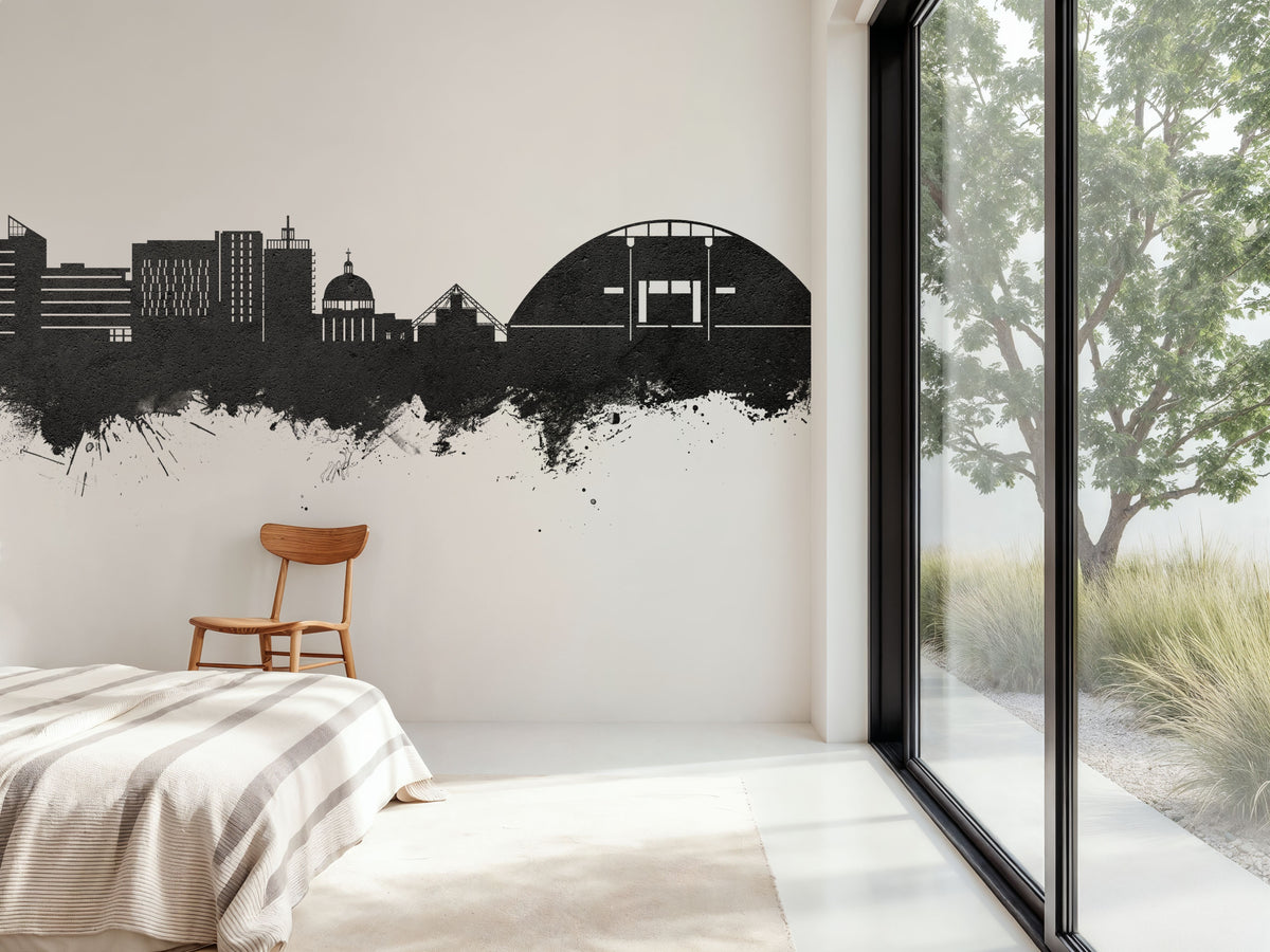 Milton Keynes England Skyline Black & White Mural Wallpaper - room preview 06
