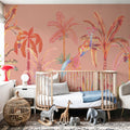 Colorful Jungle, Peach Mural Wallpaper - room preview 06