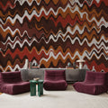 Earthy Color Zig Zag Pattern Mural Wallpaper - room preview 06
