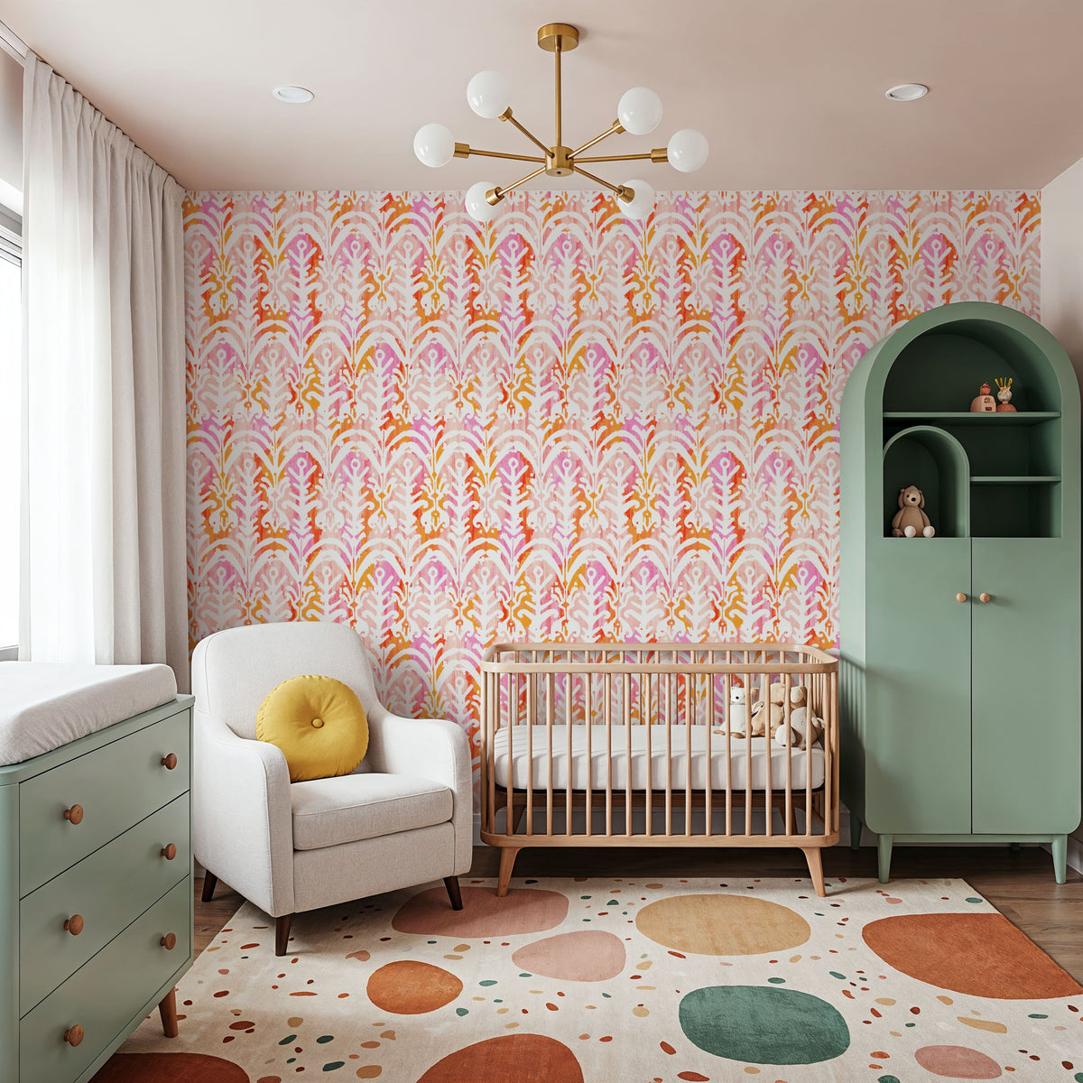 Rose Ikat Mural Wallpaper - room preview 06