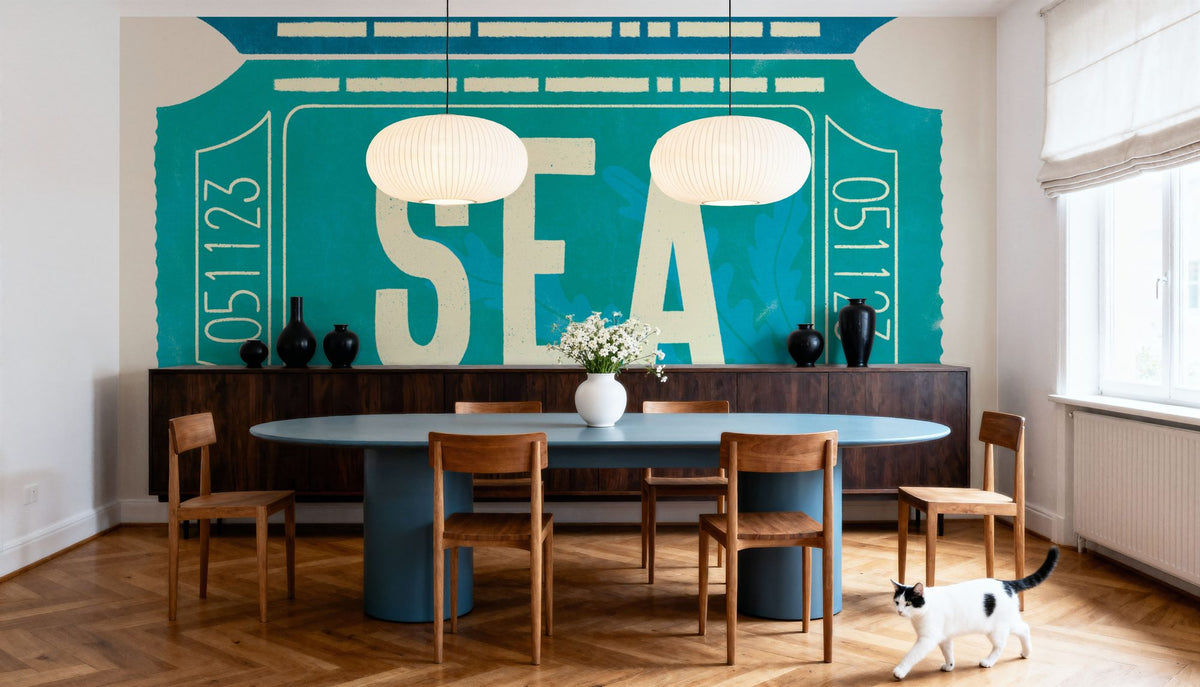 Ticket Stubs Beach Mural Wallpaper - room preview 06