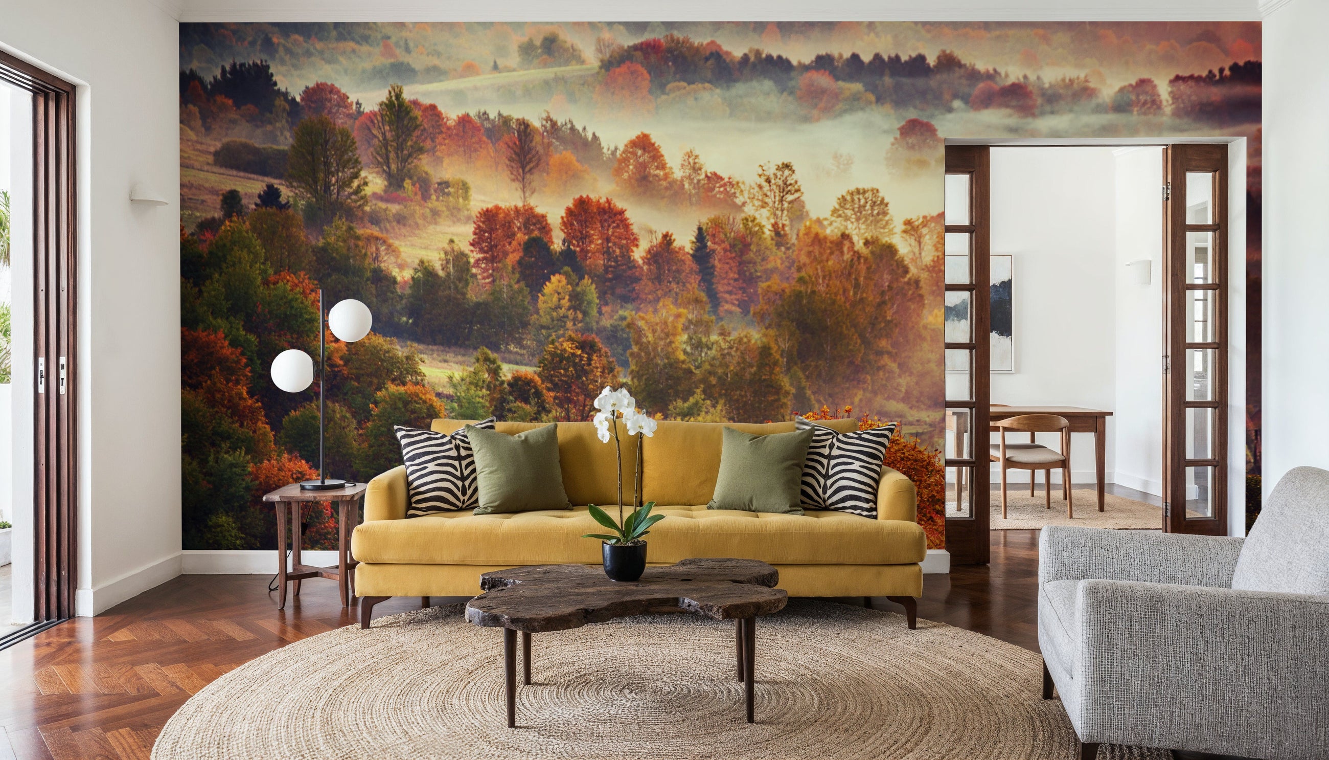 Autumn Mountain Morning Mural Wallpaper