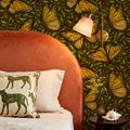 Papillion I, Chocolate & Green Mural Wallpaper - room preview 06