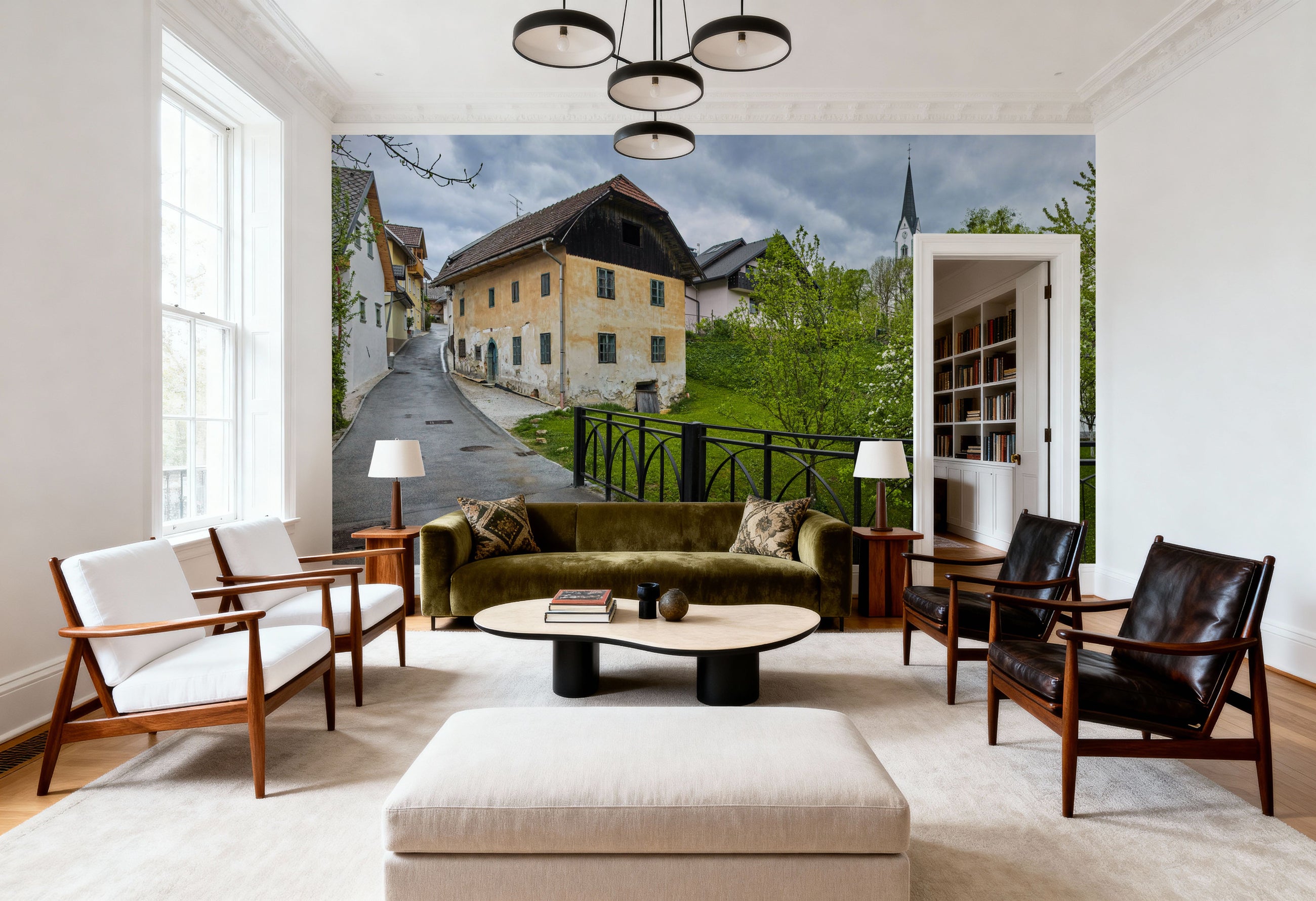 Historic Village Lane Mural Wallpaper