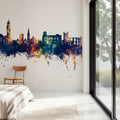 Colchester England Skyline Blue & Bronze Mural Wallpaper - room preview 06
