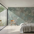 Birds in the Fog Green Mural Wallpaper - room preview 06
