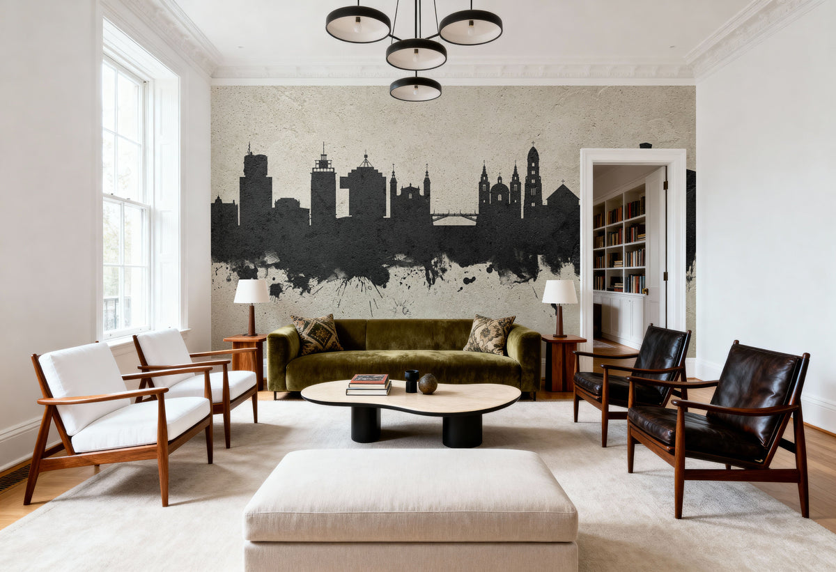 Ljubljana Slovenia Skyline Concrete Mural Wallpaper - room preview 06