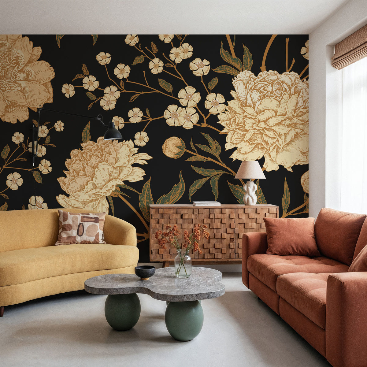 Vintage Peonies Mural Wallpaper - room preview 06