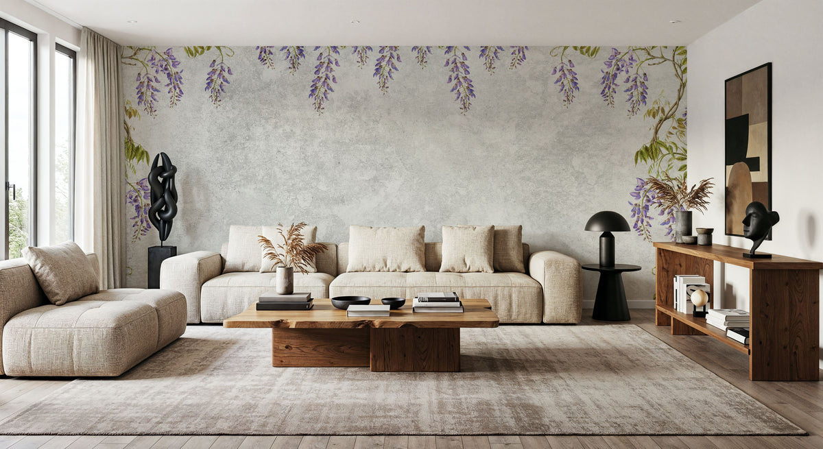 Welcome to Our Theatre, Gray Mural Wallpaper - room preview 06