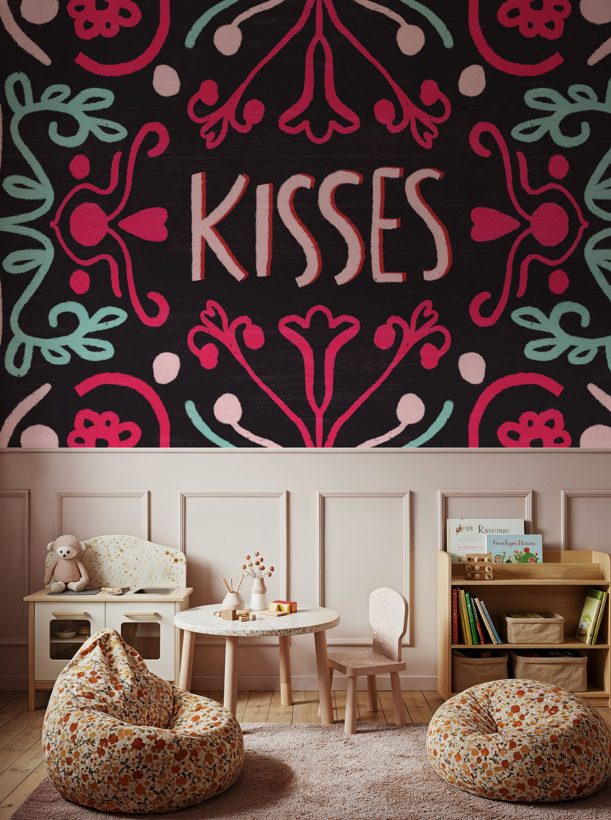 Love Sentiments Kisses Mural Wallpaper - room preview 06